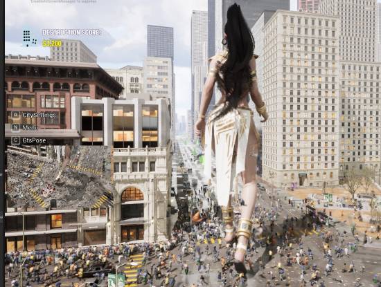 巨人少女破坏城市建筑场景