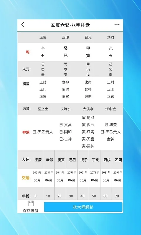 玄真六爻排盘截图